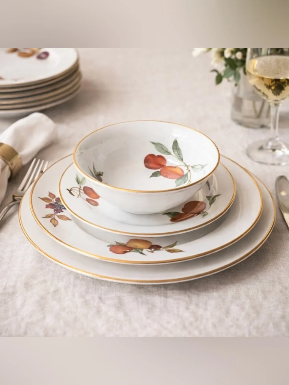 Royal Worcester Evesham Fine China Set 20pc Vintage 1961 England Dinnerware